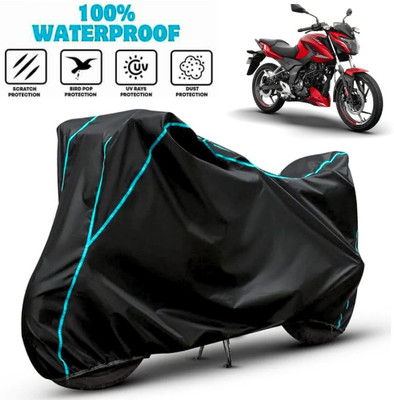 favy Waterproof Two Wheeler Cover for Bajaj(Pulsar N160, Black, Blue)