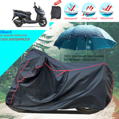 OliverX Waterproof Two Wheeler Cover for Suzuki(Burgman Street 125, Black)