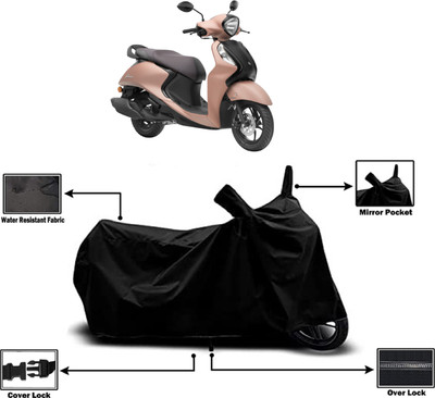 Amexride Two Wheeler Cover for Yamaha(Fascino, Black)