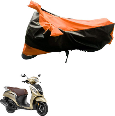 Mdstar Waterproof Two Wheeler Cover for Yamaha(Fascino, Black, Orange)