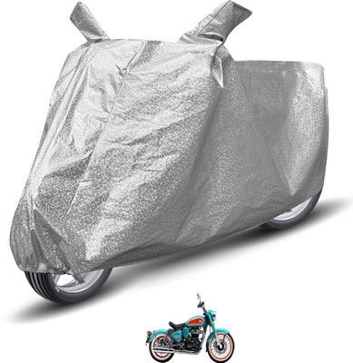 Auto Hub Waterproof Two Wheeler Cover for Royal Enfield(Silver)
