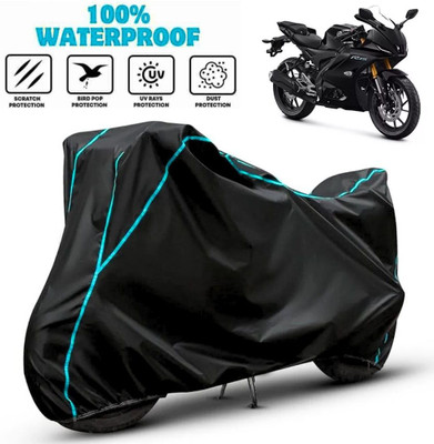 favy Waterproof Two Wheeler Cover for Yamaha(R15 V3, Black, Blue)