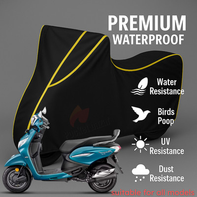 pocket bazar Waterproof Two Wheeler Cover for Hero(Pleasure, Black, Yellow)