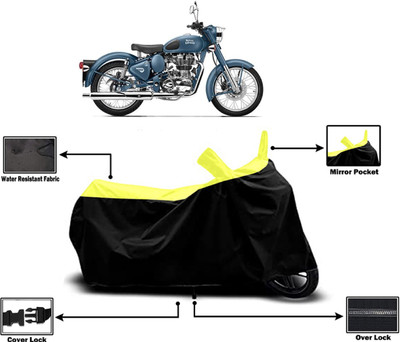 Amexride Two Wheeler Cover for Royal Enfield(Squadron Blue, Yellow)