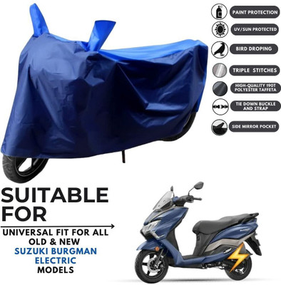 MADAFIYA Two Wheeler Cover for Suzuki(Burgman Electric, Blue, Blue)