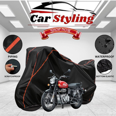 Car Styling Waterproof Two Wheeler Cover for Royal Enfield(Bullet 350, Black, Red)