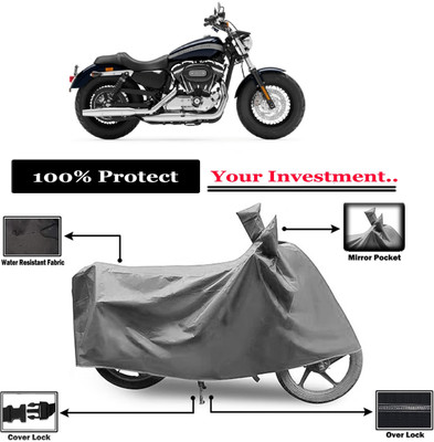 Amexride Two Wheeler Cover for Harley Davidson(1200 Custom, Grey)