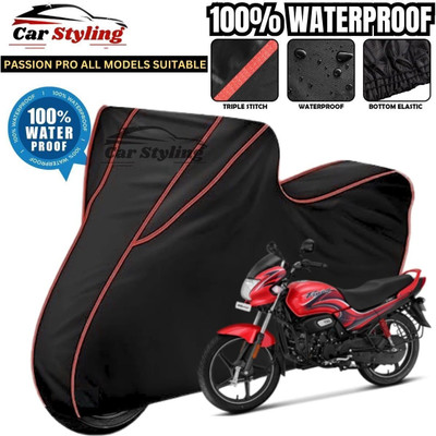 OliverX Waterproof Two Wheeler Cover for Hero(Passion Pro, Black, Red)