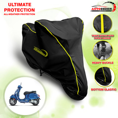 AUTOCOZEN Waterproof Two Wheeler Cover for Vespa(GTS Super 300, Black)