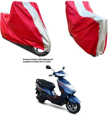 AutoGalaxy Waterproof Two Wheeler Cover for Okinawa(Ridge, Silver, Red)