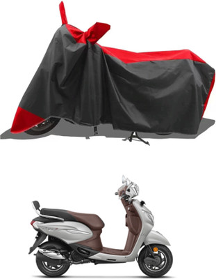 RAQTRO Waterproof Two Wheeler Cover for Hero(Pleasure Plus, Red, Black)