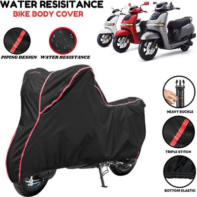 VOICO Waterproof Two Wheeler Cover for TVS(iQube, Black, Red)