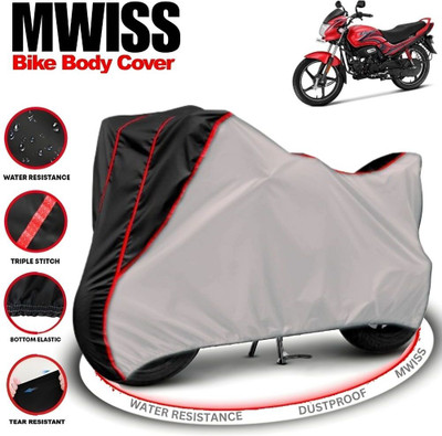 Mwiss Waterproof Two Wheeler Cover for Hero(Passion Plus, Silver, Black)