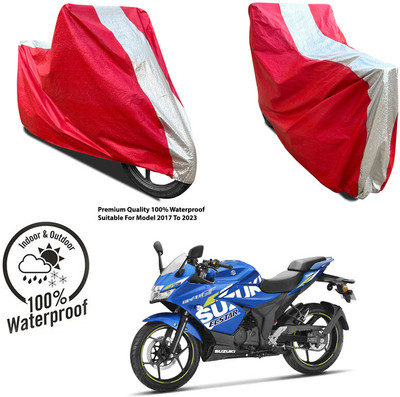 AutoGalaxy Waterproof Two Wheeler Cover for Yamaha(FZS 25, Silver, Red)