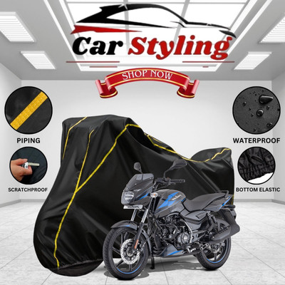 Car Styling Waterproof Two Wheeler Cover for Bajaj(Pulsar 150, Black, Yellow)