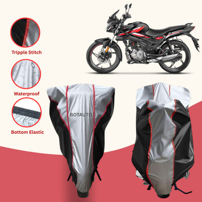Delphinium Waterproof Two Wheeler Cover for Hero(Glamour, Silver, Black)