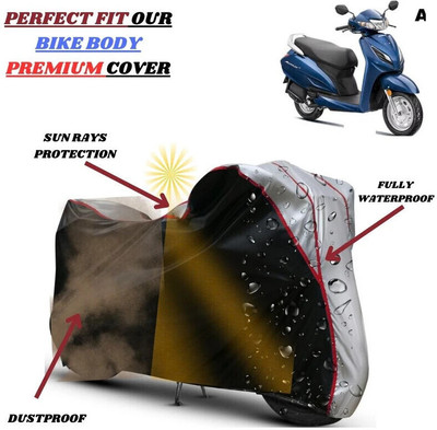 Delphinium Waterproof Two Wheeler Cover for Honda(Activa, Black, Silver)