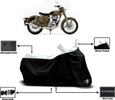 Amexride Two Wheeler Cover for Royal Enfield(Classic Desert Storm, White)