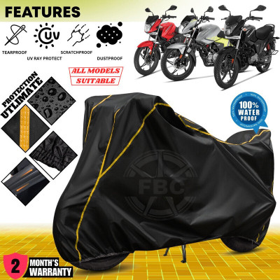 AutoGalaxy Waterproof Two Wheeler Cover for Hero(Glamour, Black, Yellow)