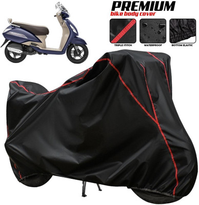 AUTOCAD Waterproof Two Wheeler Cover for TVS(Jupiter, Black, Red)
