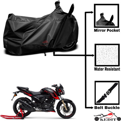 KEDIT Two Wheeler Cover for Universal For Bike(Apache RTR 200 4V, Black)