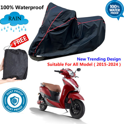 AUTOCAD Waterproof Two Wheeler Cover for Ampere(Magnus BS6, Black, Red)