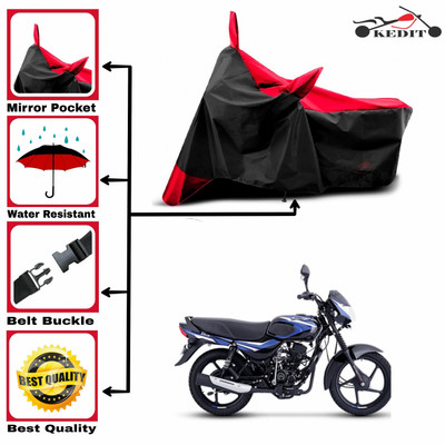 KEDIT Two Wheeler Cover for Bajaj(CT110, Red, Black)