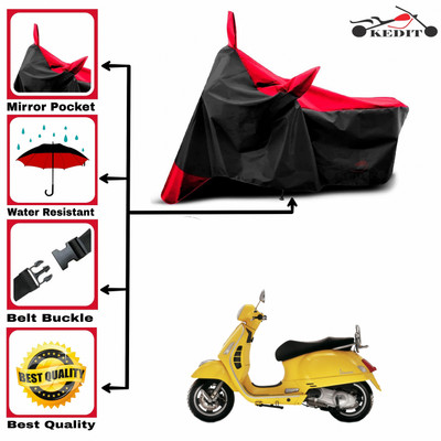 AASHTIK MART Two Wheeler Cover for Vespa(Elettrica, Red, Black)