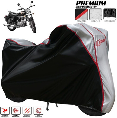 xodi Waterproof Two Wheeler Cover for Royal Enfield(Bullet 350 New, Silver, Black)