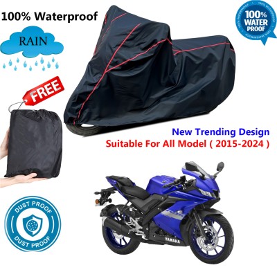 AutoGalaxy Waterproof Two Wheeler Cover for Yamaha(YZF R1 BS6, Black, Red)