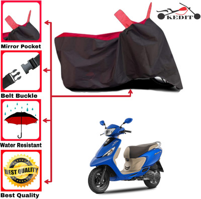 KEDIT Two Wheeler Cover for TVS(Scooty Zest 110 BS6, Red, Black)