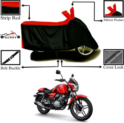 KEDIT Two Wheeler Cover for Bajaj(V12, Red, Black)