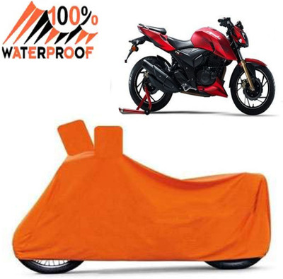 ROYAL AUTO MART Waterproof Two Wheeler Cover for TVS(Apache RTR 200 4V, Orange)