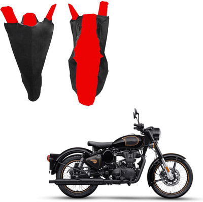 RiderShine Waterproof Two Wheeler Cover for Royal Enfield(Bullet Trials 500, Black, Red)