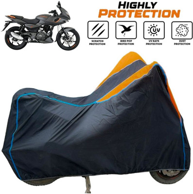 ZAQE Two Wheeler Cover for Bajaj(Pulsar 180F BS6, Black, Orange, Blue)
