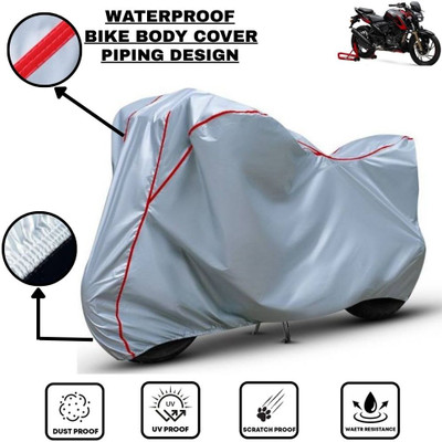 LE PRA Waterproof Two Wheeler Cover for TVS(Apache RTR 200 4V, Silver, Red)