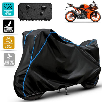 Amikan Waterproof Two Wheeler Cover for KTM(RC 200, Black, Blue)