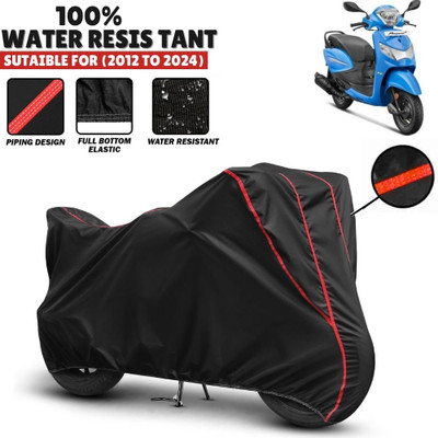 Mwiss Waterproof Two Wheeler Cover for Hero(Pleasure, Black, Red)