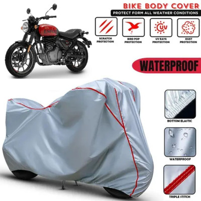 AutoGalaxy Waterproof Two Wheeler Cover for Royal Enfield(Hunter 350, Silver)