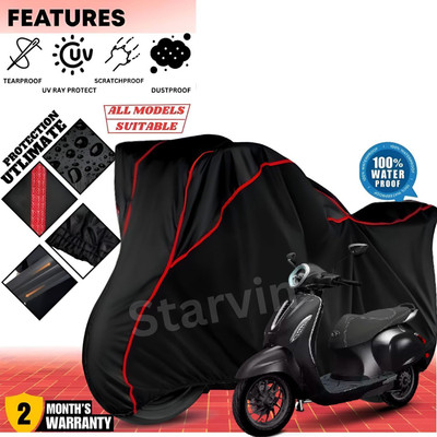 OliverX Waterproof Two Wheeler Cover for Bajaj(Chetak, Black, Red)