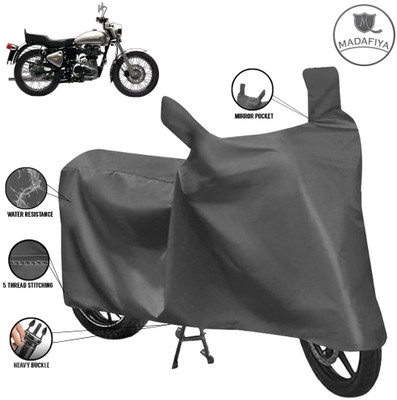 MADAFIYA Waterproof Two Wheeler Cover for Royal Enfield(Bullet Electra Twinspark, Grey)