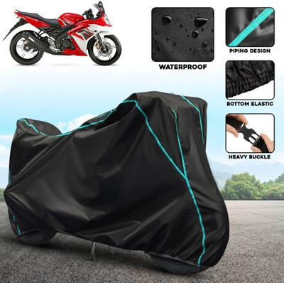 OliverX Waterproof Two Wheeler Cover for Yamaha(R15S, Black, Blue)