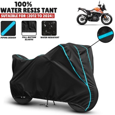 Mwiss Waterproof Two Wheeler Cover for KTM(390 Adventure, Black, Blue)