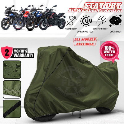FBC Waterproof Two Wheeler Cover for Bajaj(Pulsar, Green, Black)