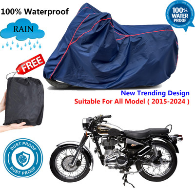 AutoGalaxy Waterproof Two Wheeler Cover for Royal Enfield(Electra Delux, Blue, Red)