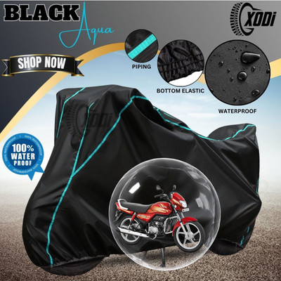 xodi Waterproof Two Wheeler Cover for Hero(HF Deluxe BS6, Black, Blue)