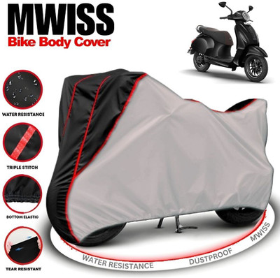 Mwiss Waterproof Two Wheeler Cover for Bajaj(Chetak, Silver, Black)