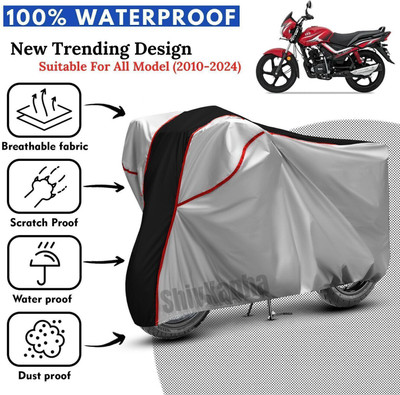 Shiv Kanha Waterproof Two Wheeler Cover for TVS(Star City Plus, Silver, Black)