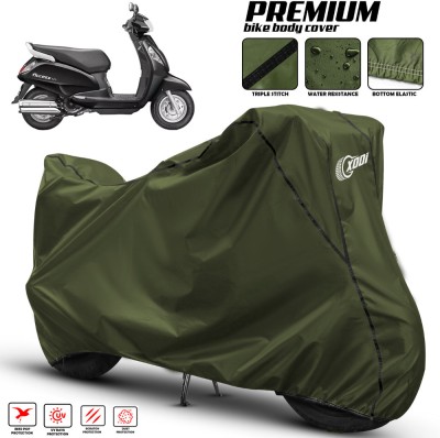 KaparDineX Waterproof Two Wheeler Cover for Suzuki(New Access 125, Green, Black)