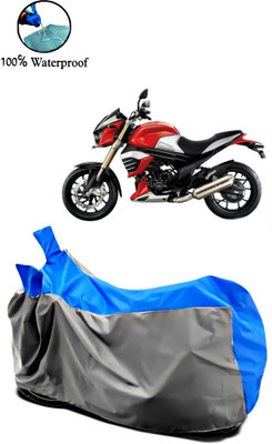 Autofly Waterproof Two Wheeler Cover for Mahindra(MOJO XT 300, Grey, Blue)